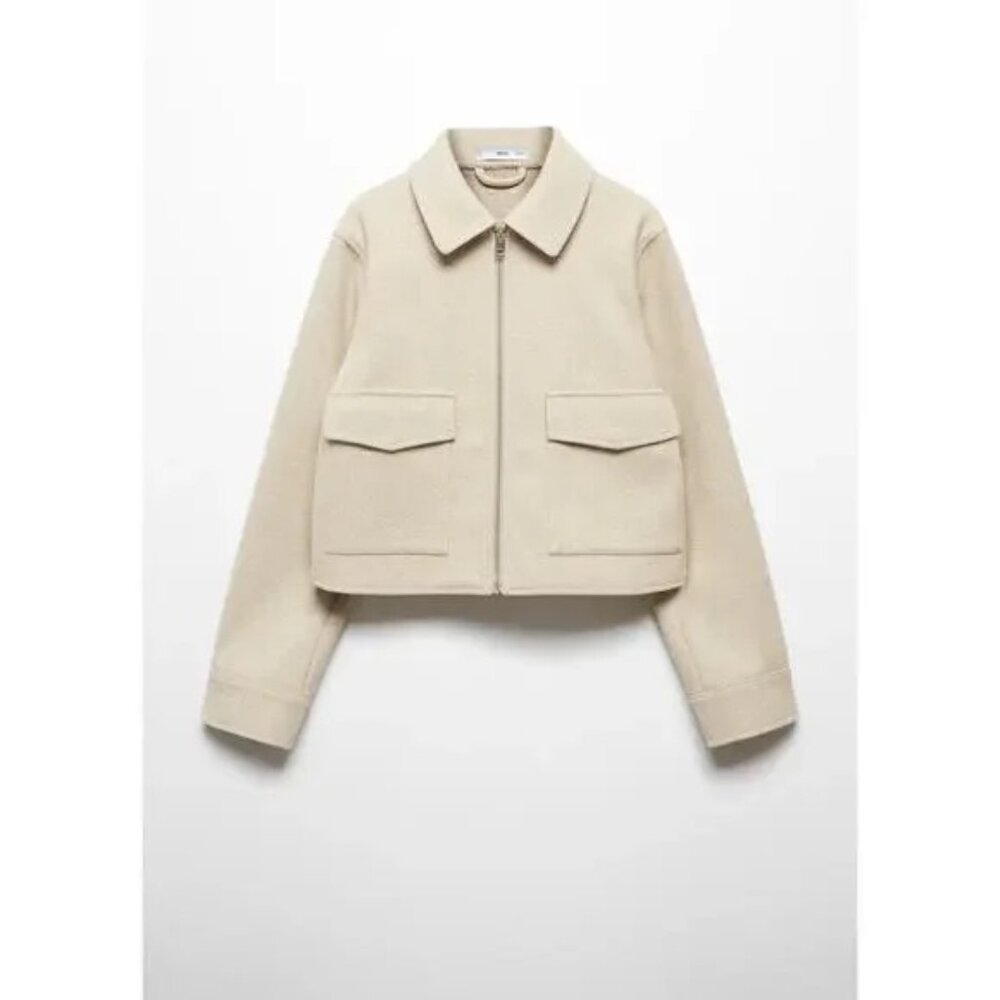 Mango Jacket With Zip Pockets - Beige